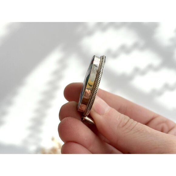 RARE & Stunning Gemstone Inlay Geometric Southwest Artisan 925 Vintage Pendant - Picture 9 of 10